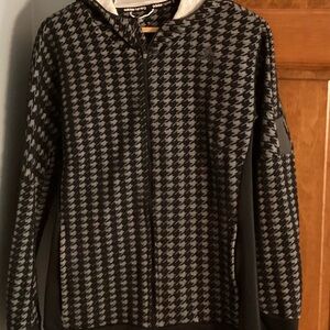Adidas Black and Gray Houndstooth Jacket with reflectors
